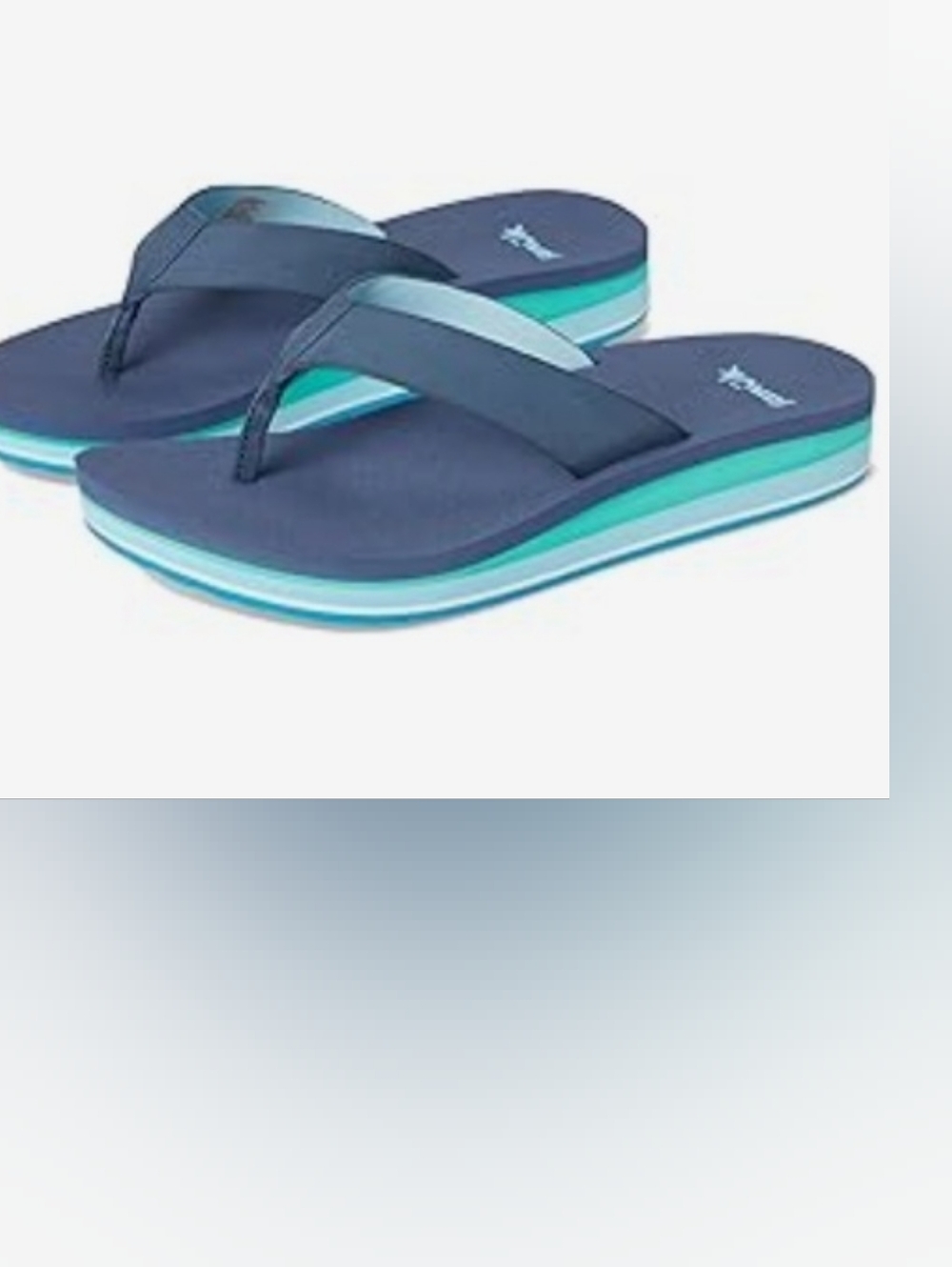 SANUK Navy Blue Teal Layered Flip-Flop Sandals